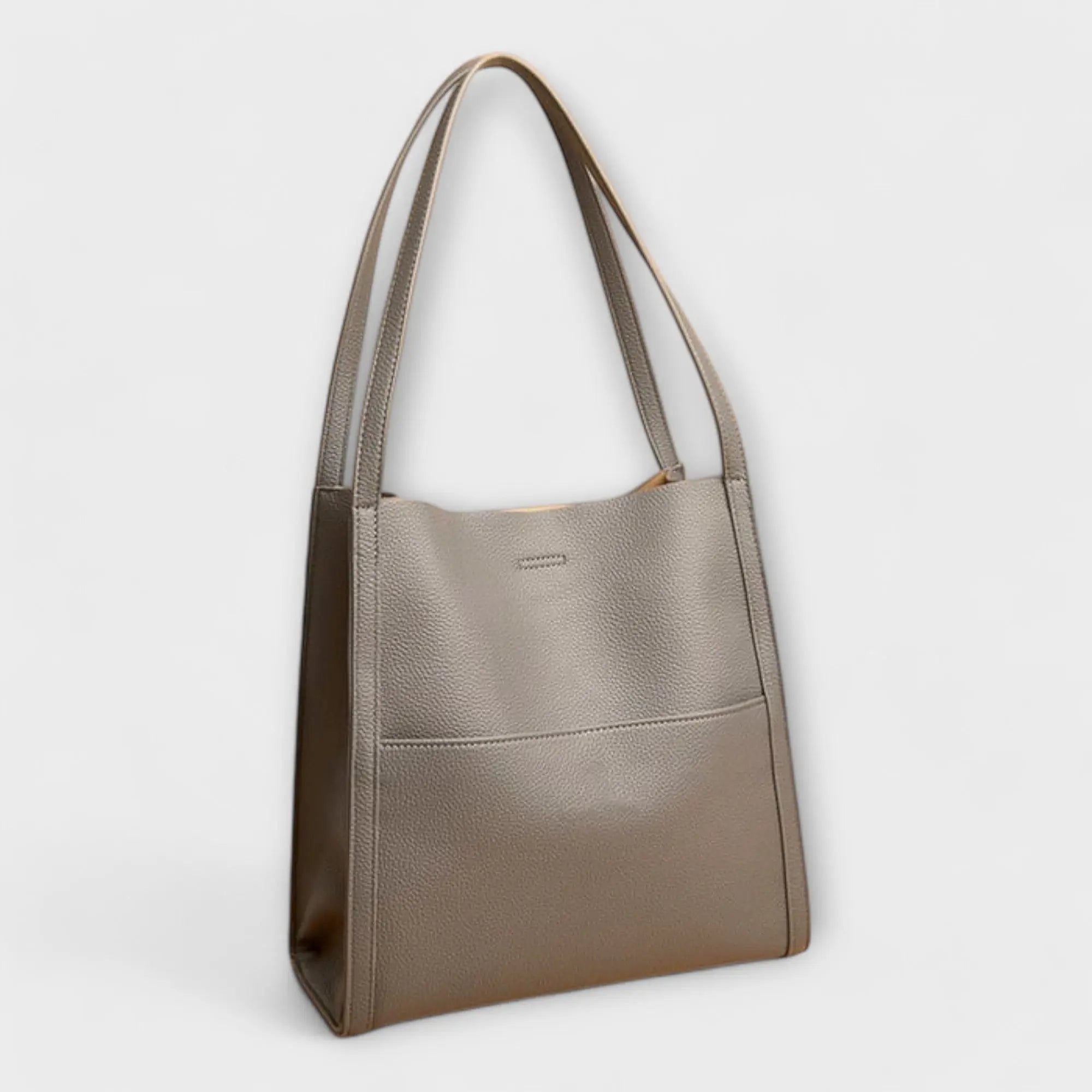 Leather Shoulder Tote with Front Slip Pocket