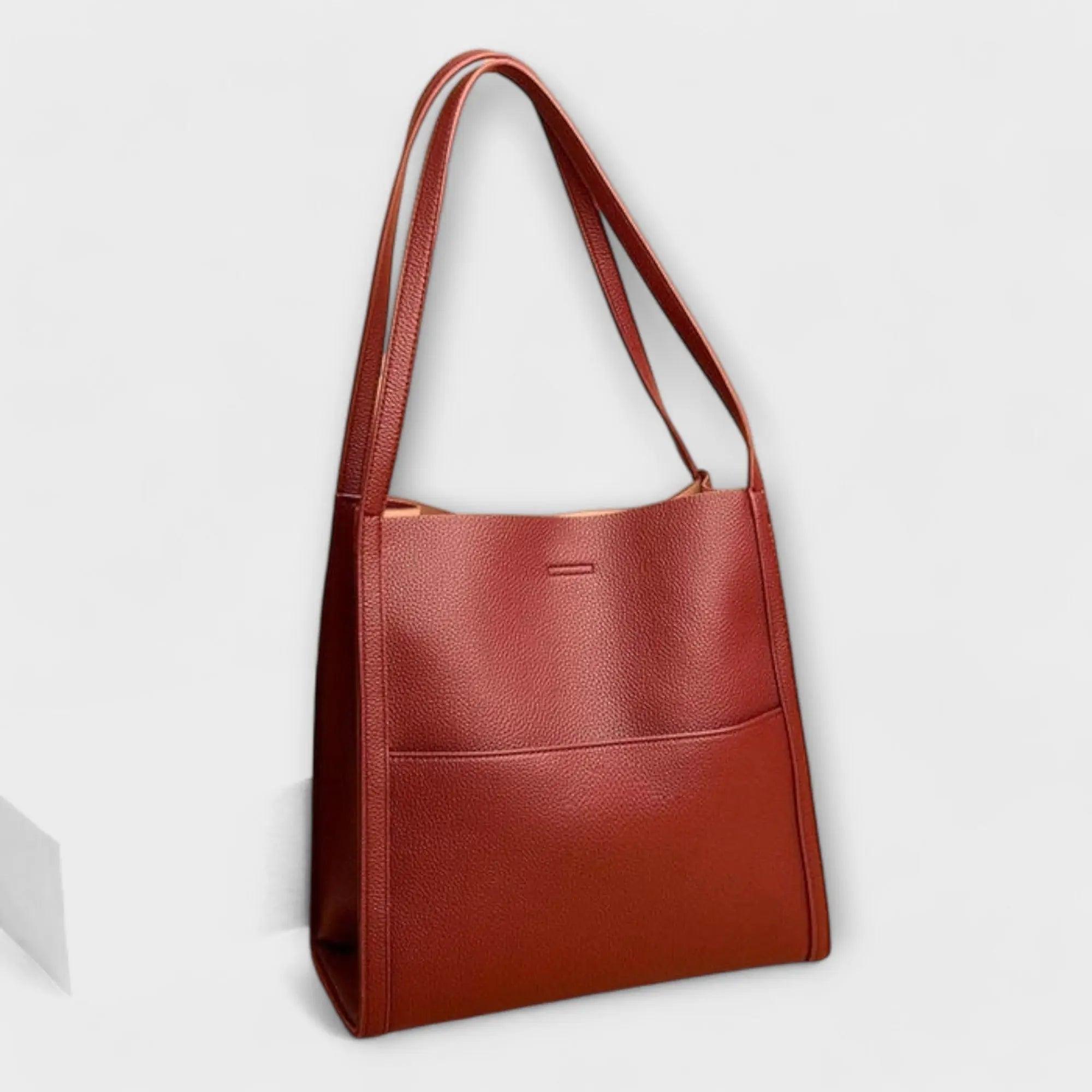 Leather Shoulder Tote with Front Slip Pocket