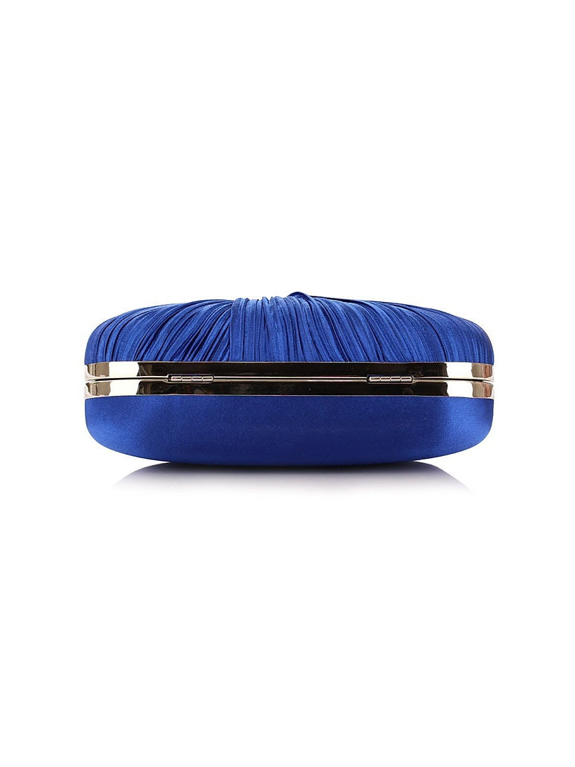 Pleated Polyester Clutch with Crystal Clasp