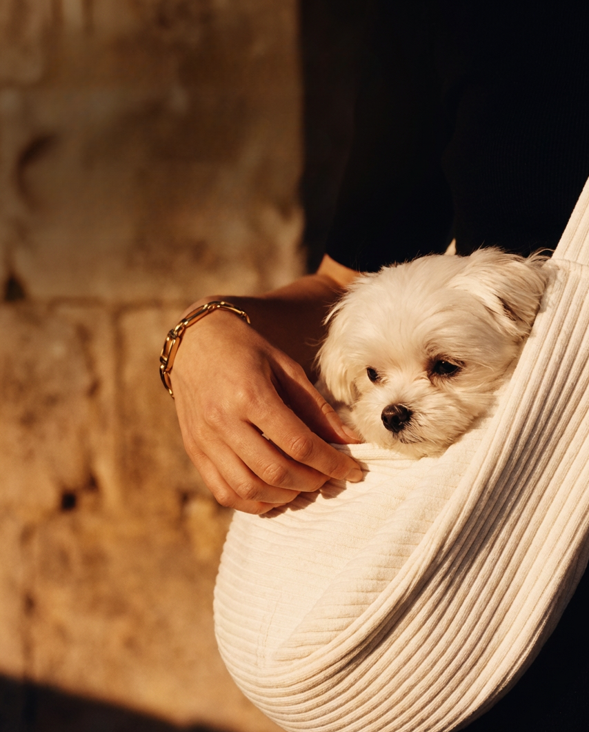 Soft Ribbed Pet Sling with Adjustable Strap
