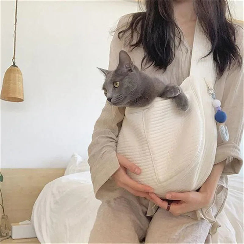 Soft Ribbed Pet Sling with Adjustable Strap