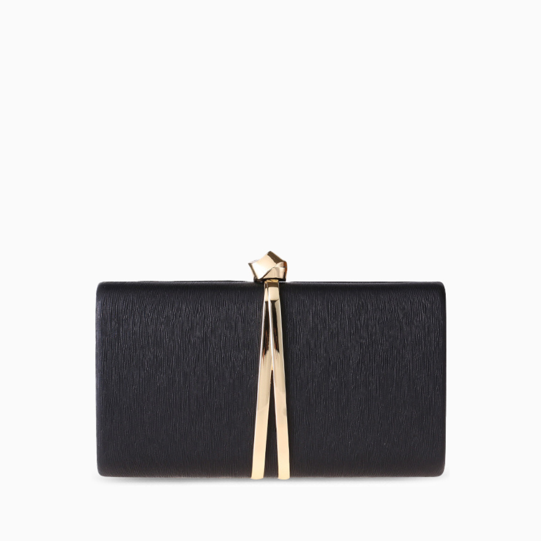 Textured Clutch Bag with Gold Metal Accent