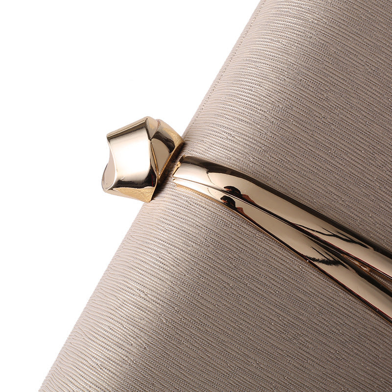 Textured Clutch Bag with Gold Metal Accent