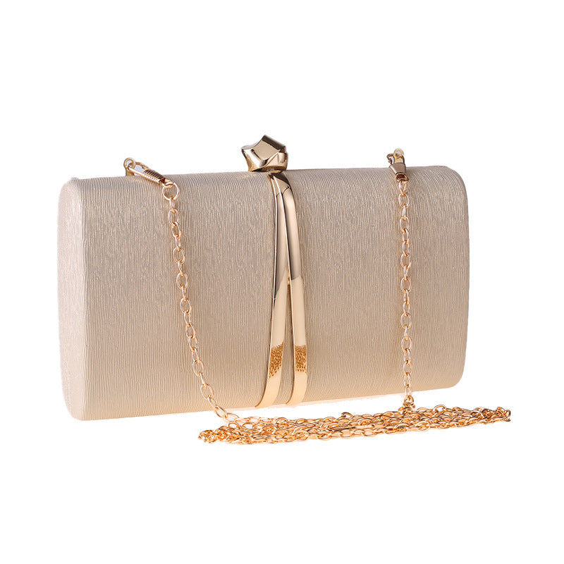 Textured Clutch Bag with Gold Metal Accent