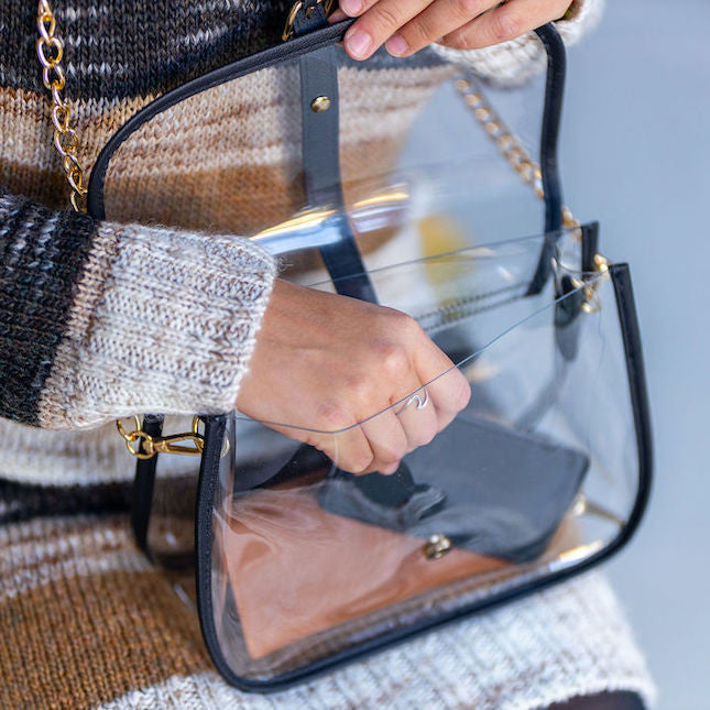 Transparent Crossbody Purse with Gold Chain