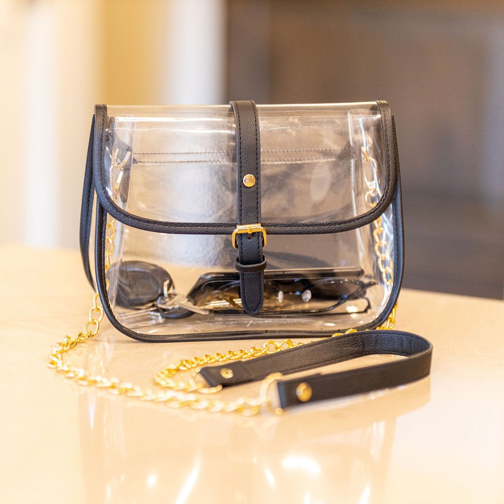 Transparent Crossbody Purse with Gold Chain