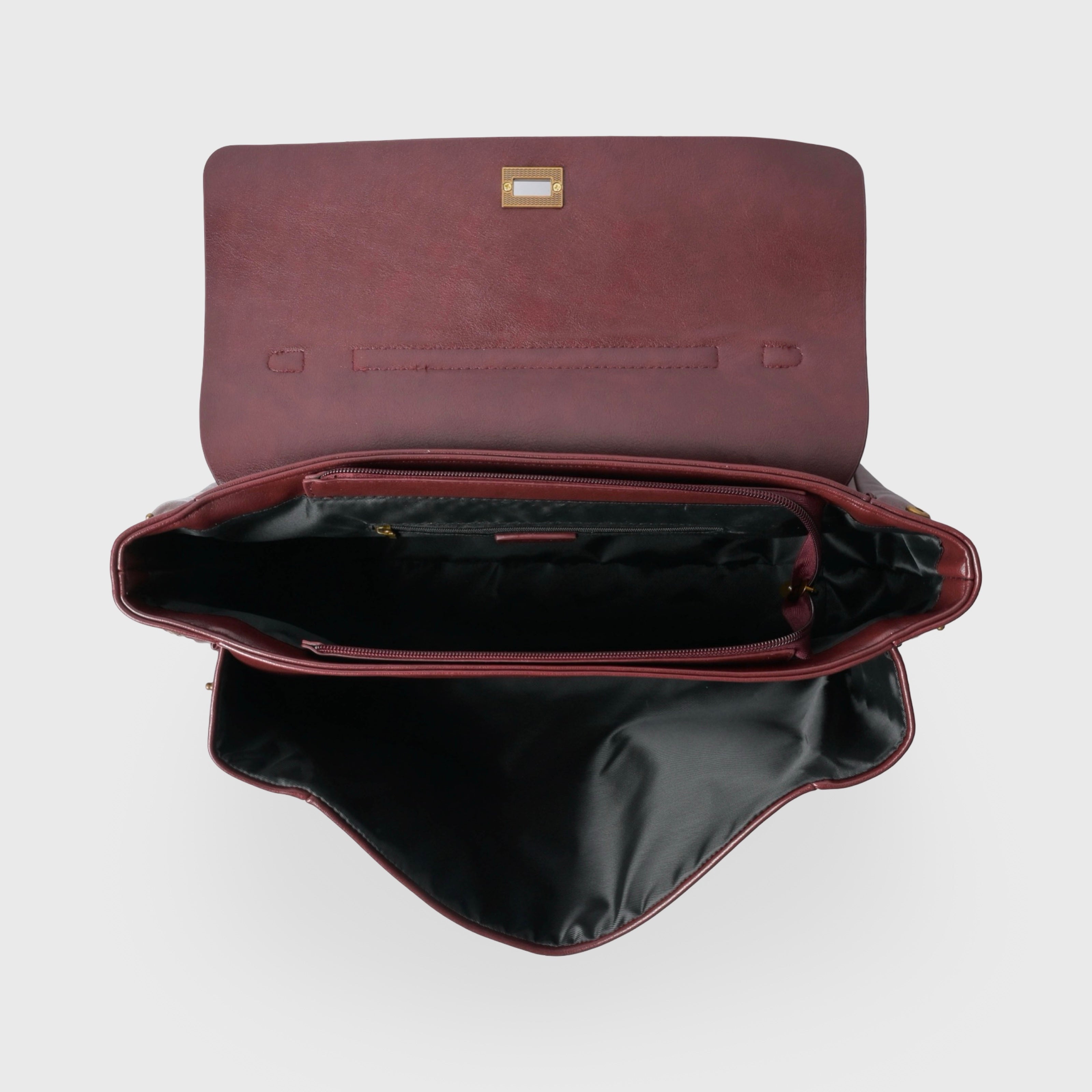 Vintage Vegan Leather Bag with Gold Turn Lock