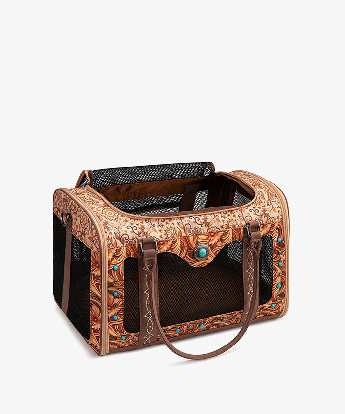 Western Pet Carrier Bag with Mesh and Strap