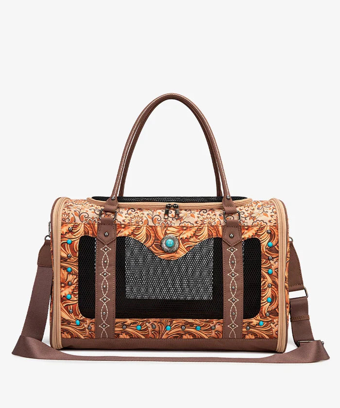 Western Pet Carrier Bag with Mesh and Strap