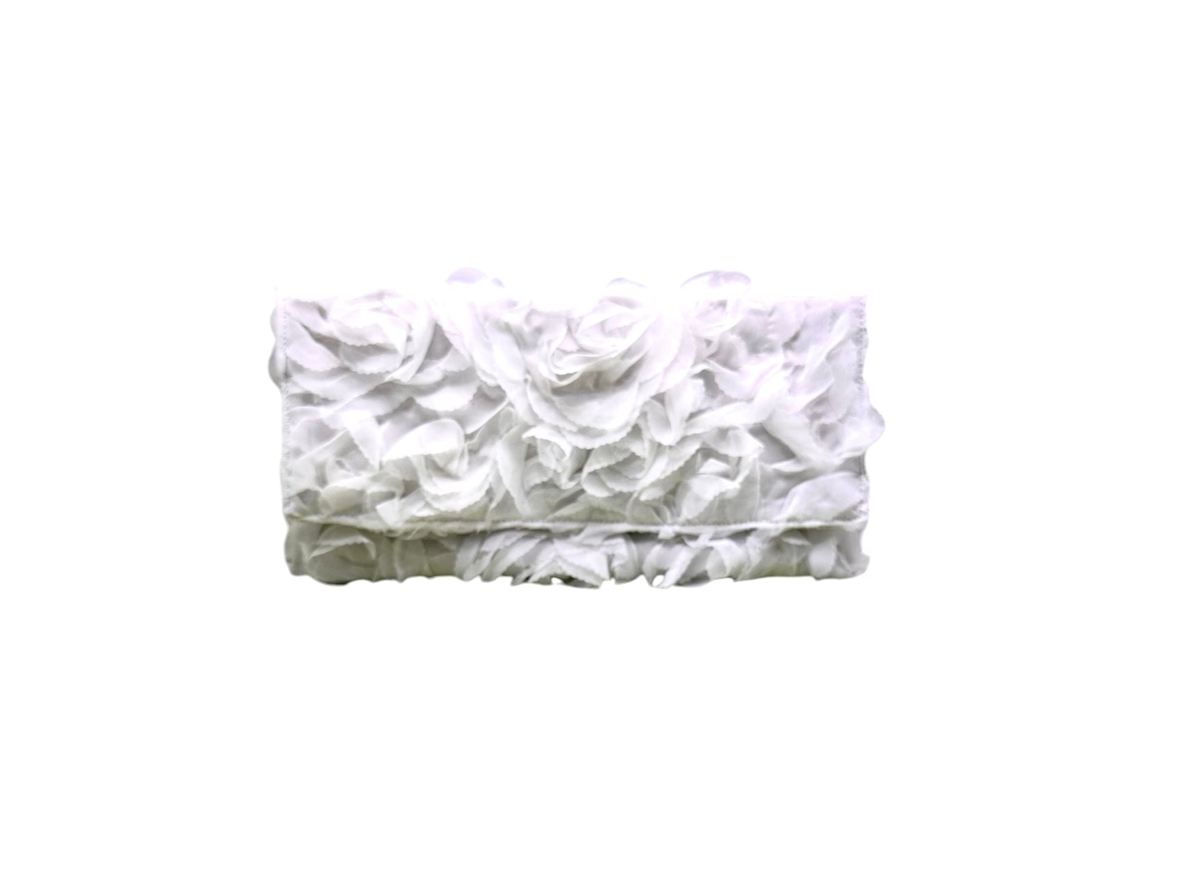 White Ruffled Tulle Clutch with Silver Lining