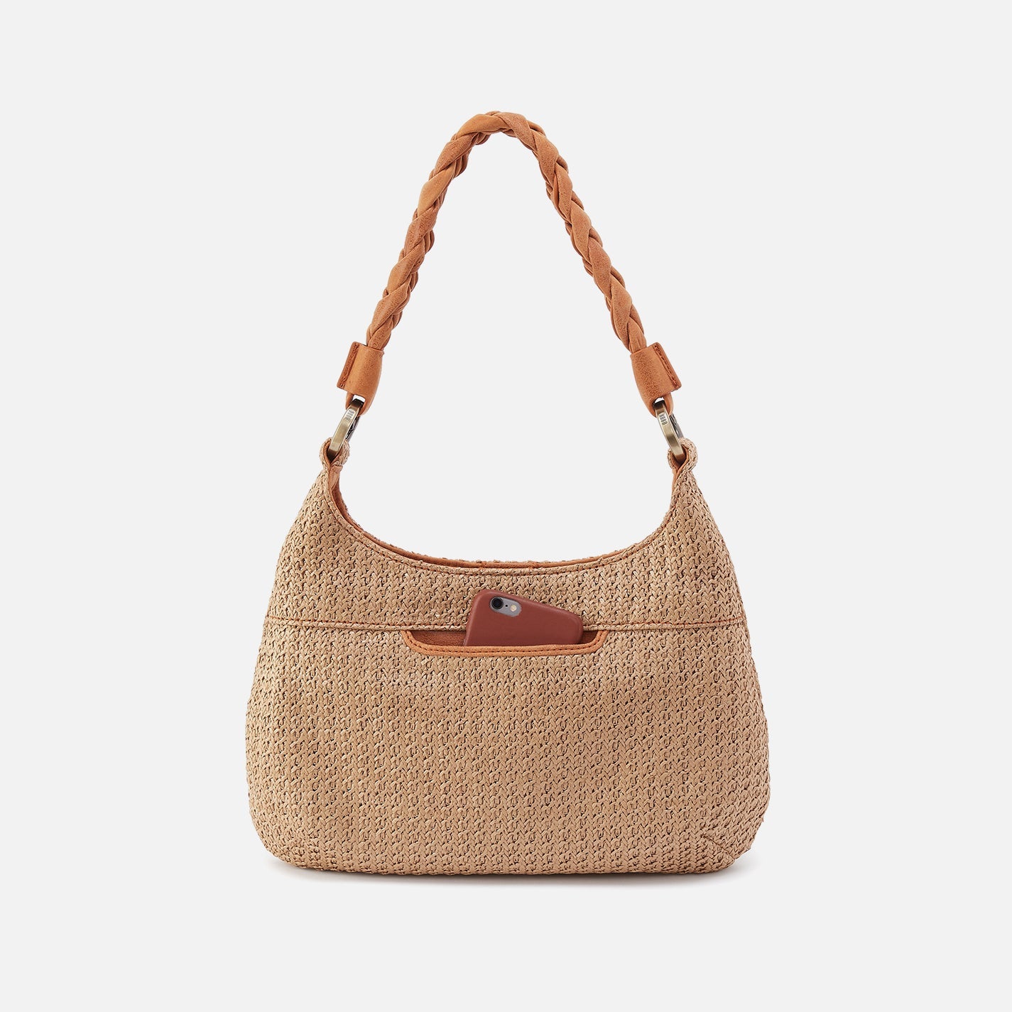 Woven Straw Shoulder Bag with Braided Strap